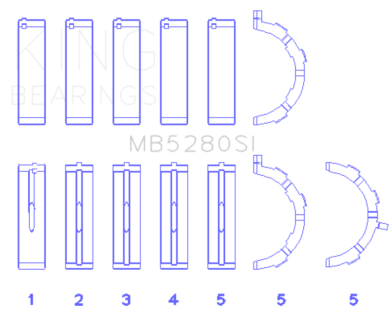 King Engine Bearings Ford 281CI/330CI 4.6L/5.4L V8 (Size +0.25) Main Bearing Set