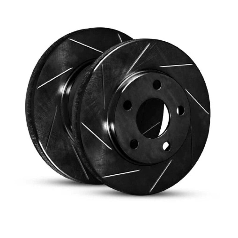 R1 15-19 Volkswagen Golf R Front Right Slotted Black Brake Rotor